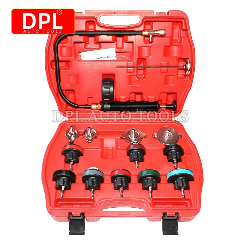 Universal Automotive Radiator Pressure Tester Kit 14PCS Car Leak Detector tool Auto Cooling System Coolant Vacuum Purge full set radiator pressure tester kit