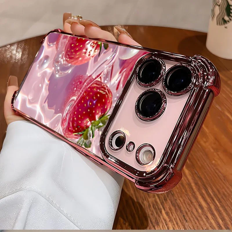 Elegant Bow Cherry Lichee Plating Phone Case Cover