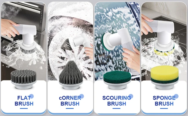 Electric Spin Scrubber Al6-W Pro, Cordless Household Cleaning Brush Wi –  BlessMyBucket