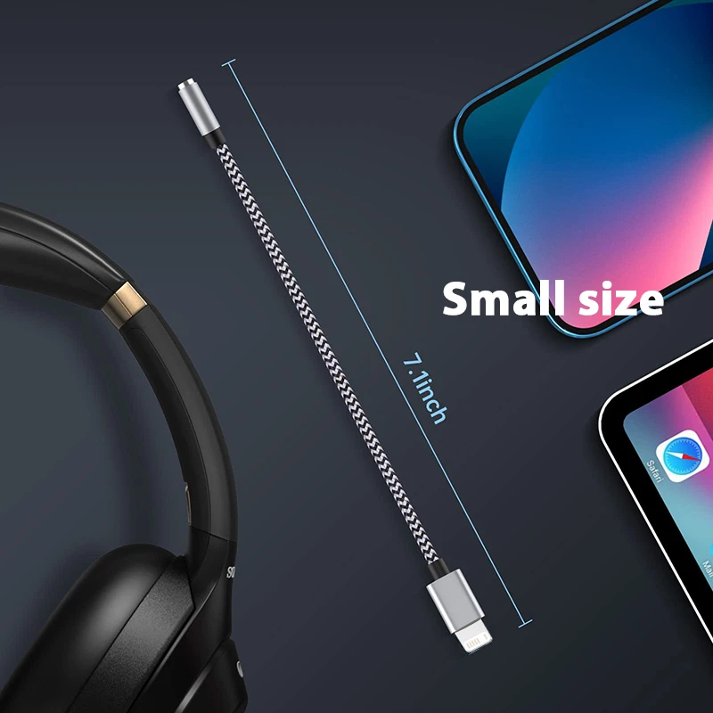 Lightning to 3.5mm Audio Adapter - Earphones & Headphones Connector with Audio Splitter Functionality