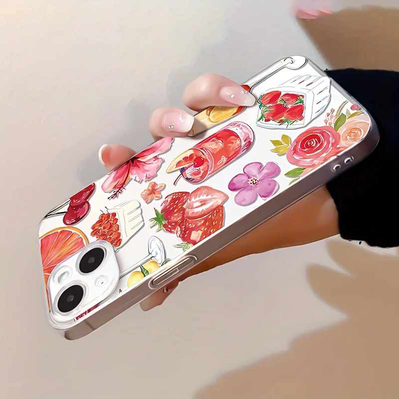Floral Fruit Beverage Soft Transparent Phone Case Cover