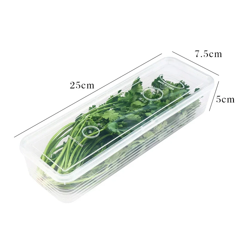 1/4Pcs Fresh Box Refrigerator Storage Box With Lid Scallions Food Container Crisper Sealed Kitchen Fresh Fruit Fridge Organiser