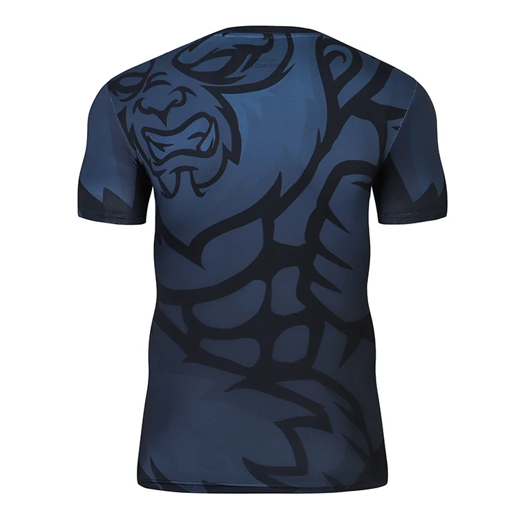 Men's Quick Drying Fitness Rash Guard Short-Sleeve T-Shirt Gorilla Compression Shirt Up For Sportswear – Detail 7