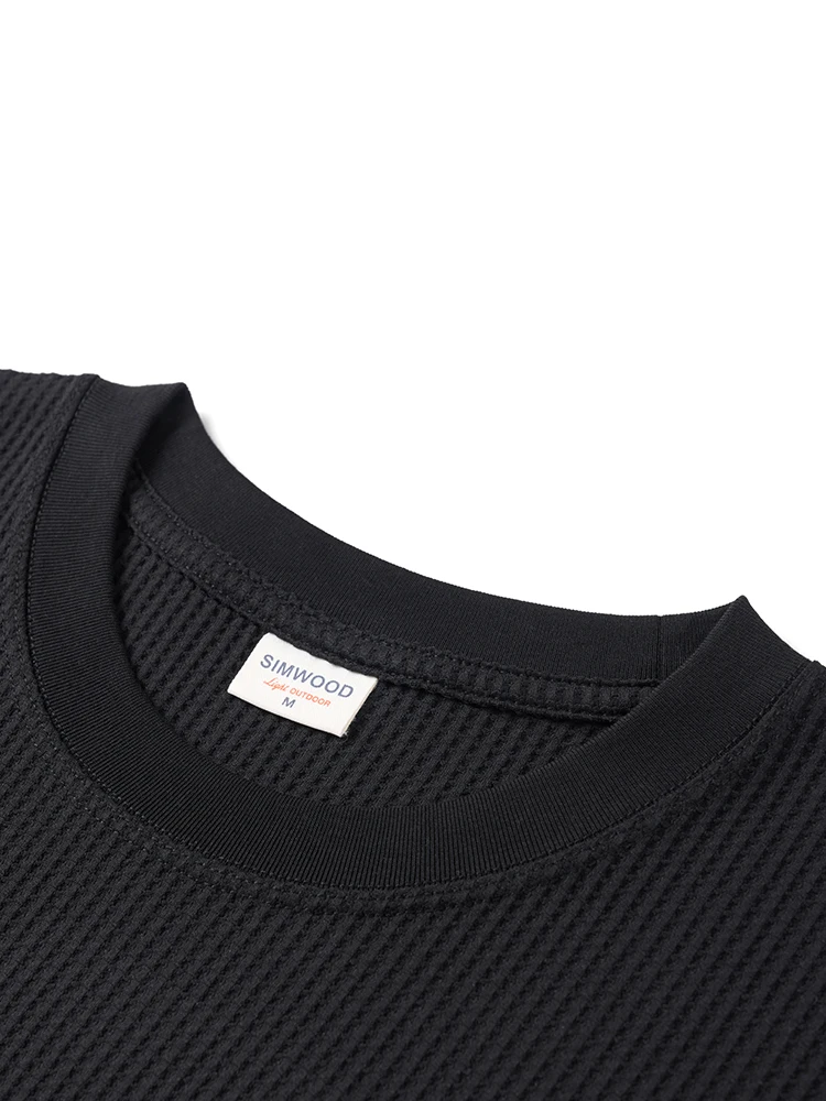 SIMWOOD 2025 صيف جديد 200gsm النسيج تي شيرت الرجال...