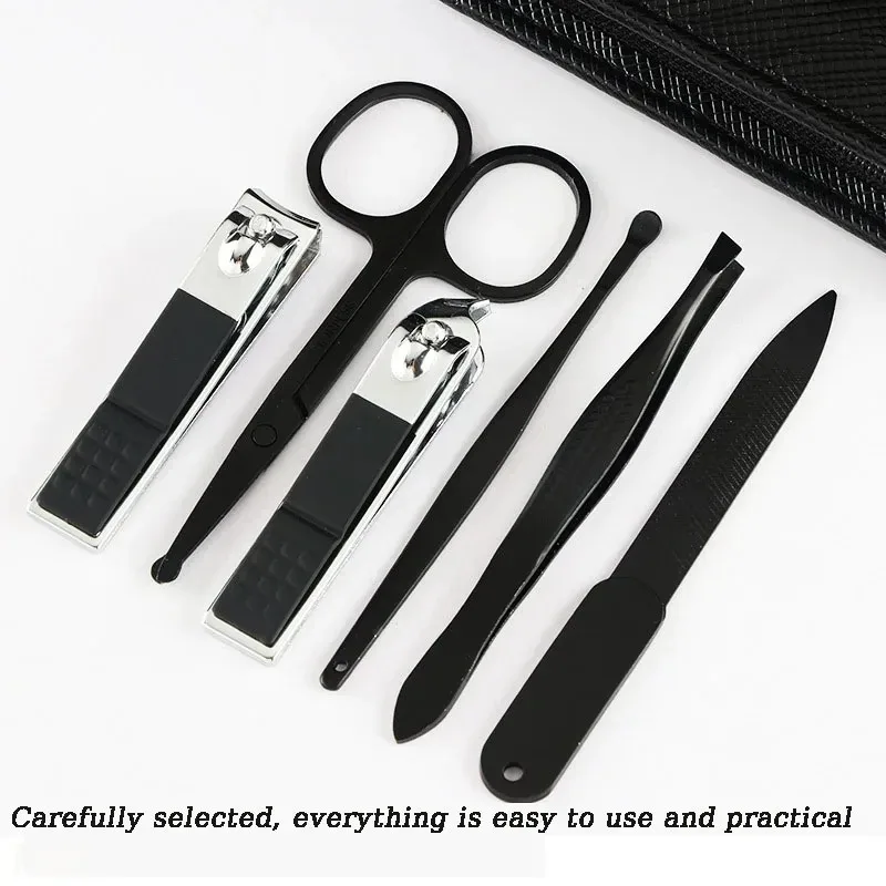 6 PCS Professional Nail Clipper Set - Premium Stainless Steel Manicure Tools for Precise Trimming, Portable Case for Home/Travel