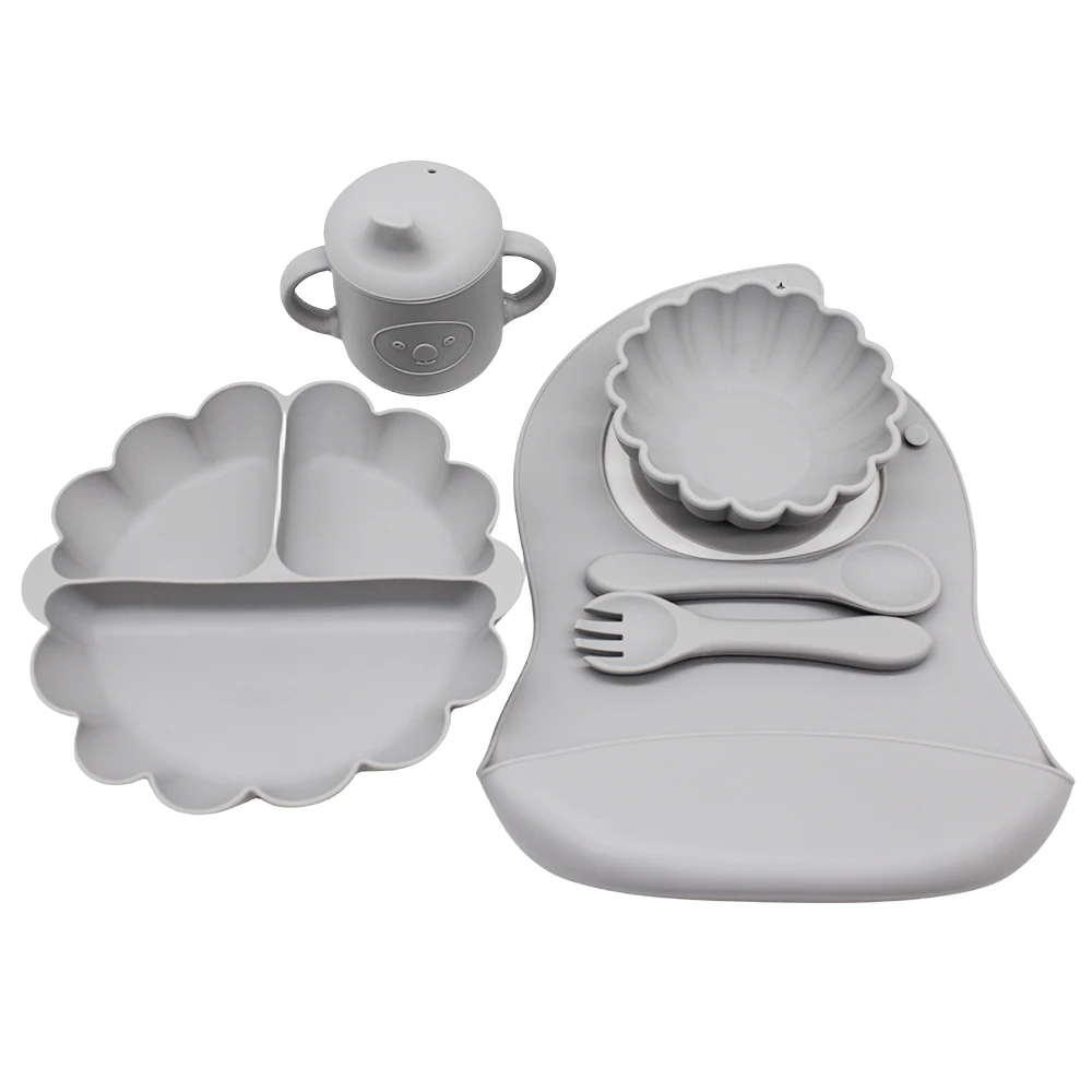 Children's Dinner Plate Pumpkin Divided Plate with Meal Bib Learning Cup with Suction Cup Autonomous Feeding and Eating Training 2