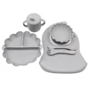 Children's Dinner Plate Pumpkin Divided Plate with Meal Bib Learning Cup with Suction Cup Autonomous Feeding and Eating Training 2