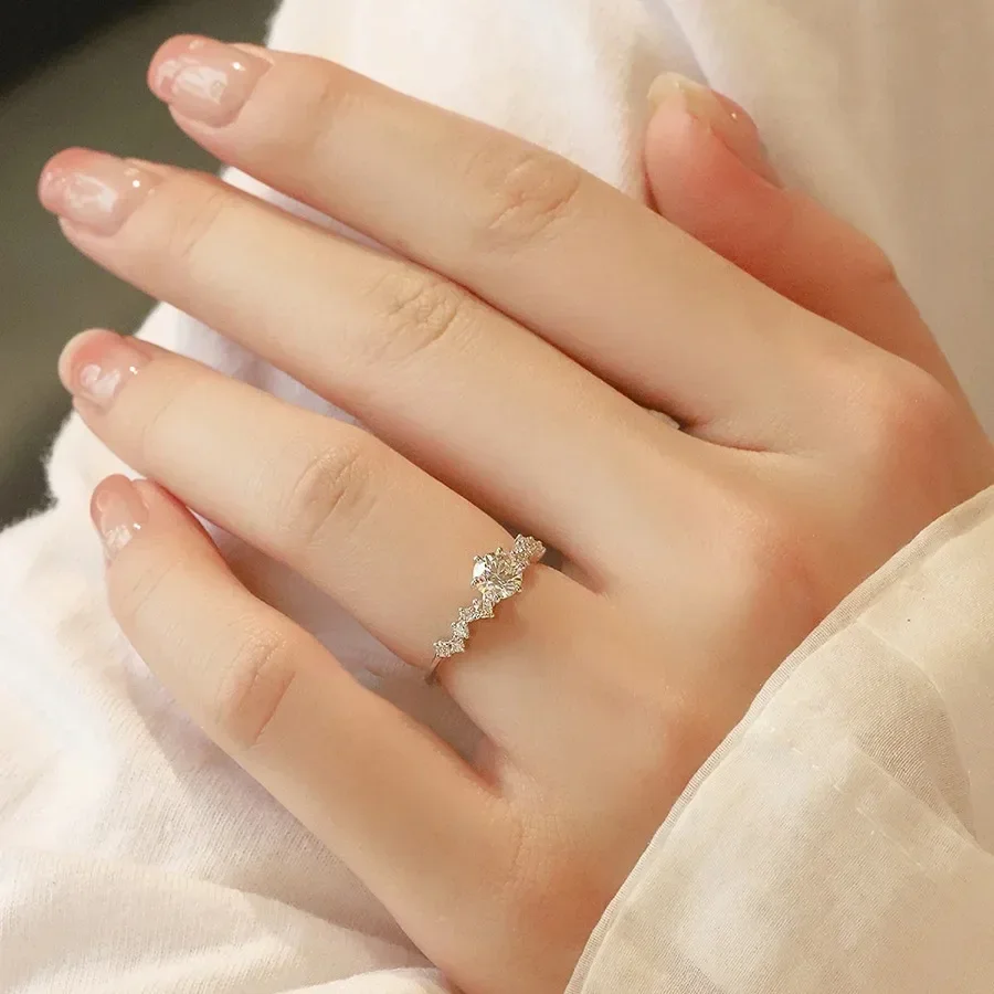 Engagement Rings Star Engagement Rings for Women Stainless Steel Ring Certificate Promise Wedding Jewelry