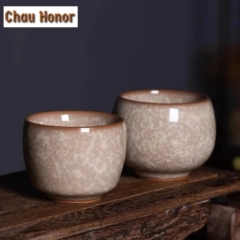 100ML Longquan Celadon Teacup Handmade Ice Cracking Ceramic Master Cup Luxury Sample Tea Cup Tea Bowl Tea Items Craft Gift Box