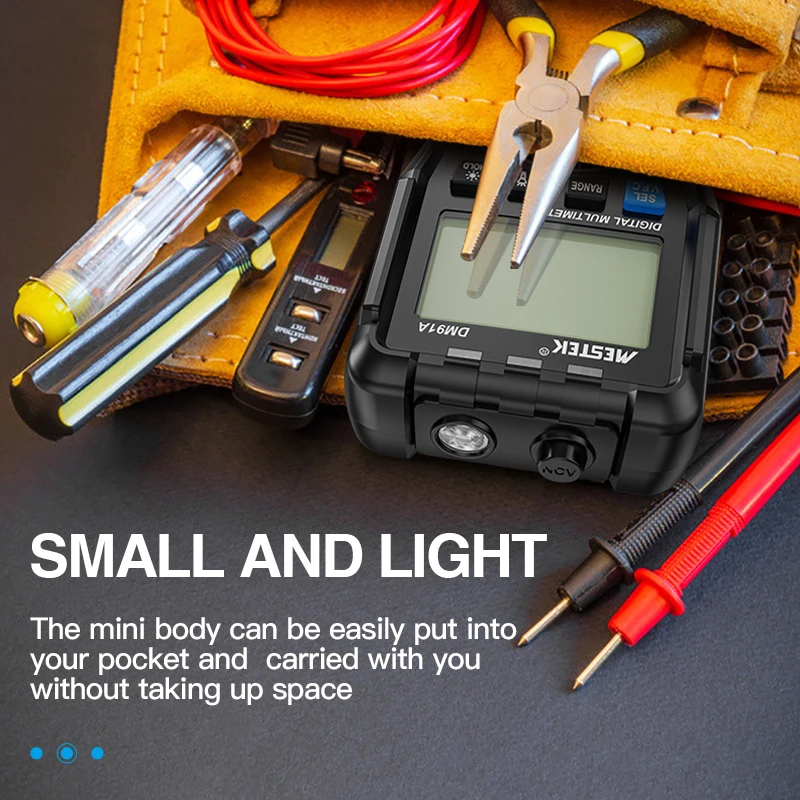 Mestek DM91A Auto Range Digital Multimeter Voltmeter Ammeter Ohm Tester 10A 600V Multimeter NCV Live Wire Test T-RMS