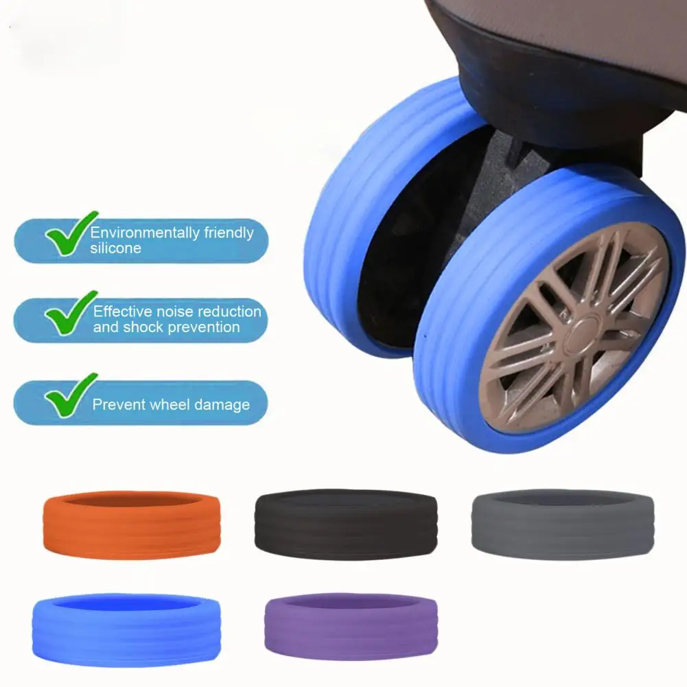 8Pcs Colorful Luggage Wheels Protector Noise Reduction Shock Absorption Silicone Suitcase Wheels Protector Travel Accessories