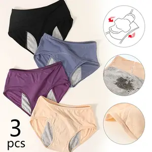 3Pcs Menstrual Period Panties Women Underwear Heath Cotton Mid