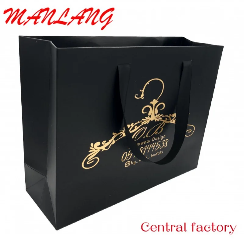 

Custom Clothes Store Retail Packaging Custom Luxury Black Gift Carry Bags Boutique Shopping Paper Bags With Your Own Logo