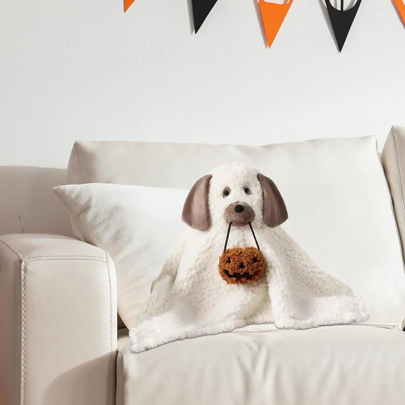 Dog Ghost Pillow 3D Decorative Halloween Plush Toy for Living Room Home Sofa
