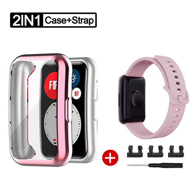 Case+Strap for Huawei Watch Fit watch Accessories Bumper All-Around Screen Protector Case Cover With Wristband Bracelet