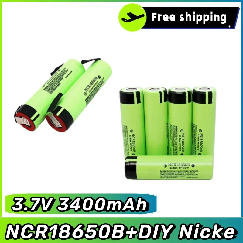 

100% Original NCR18650B 3400mAh battery 3.7V Rechargeable Li-ion 3.7V 18650 battery 3400mAh+DIY Nicke+Free shipping