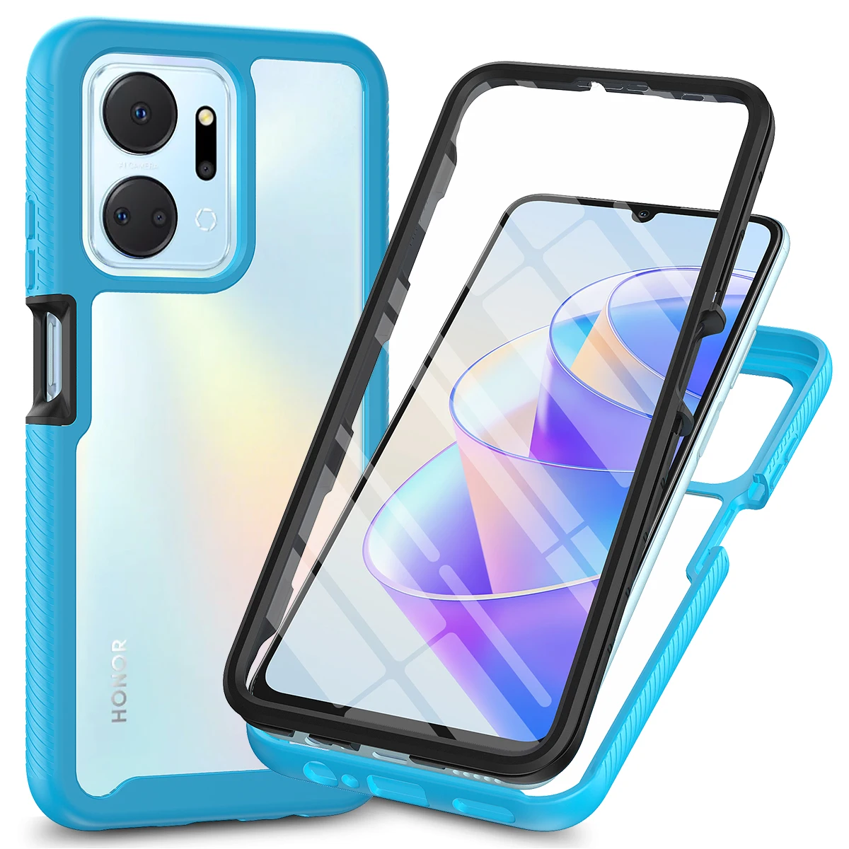 Shockproof Clear Phone Case with Built-in Screen Protector and Rugged TPU Bumper