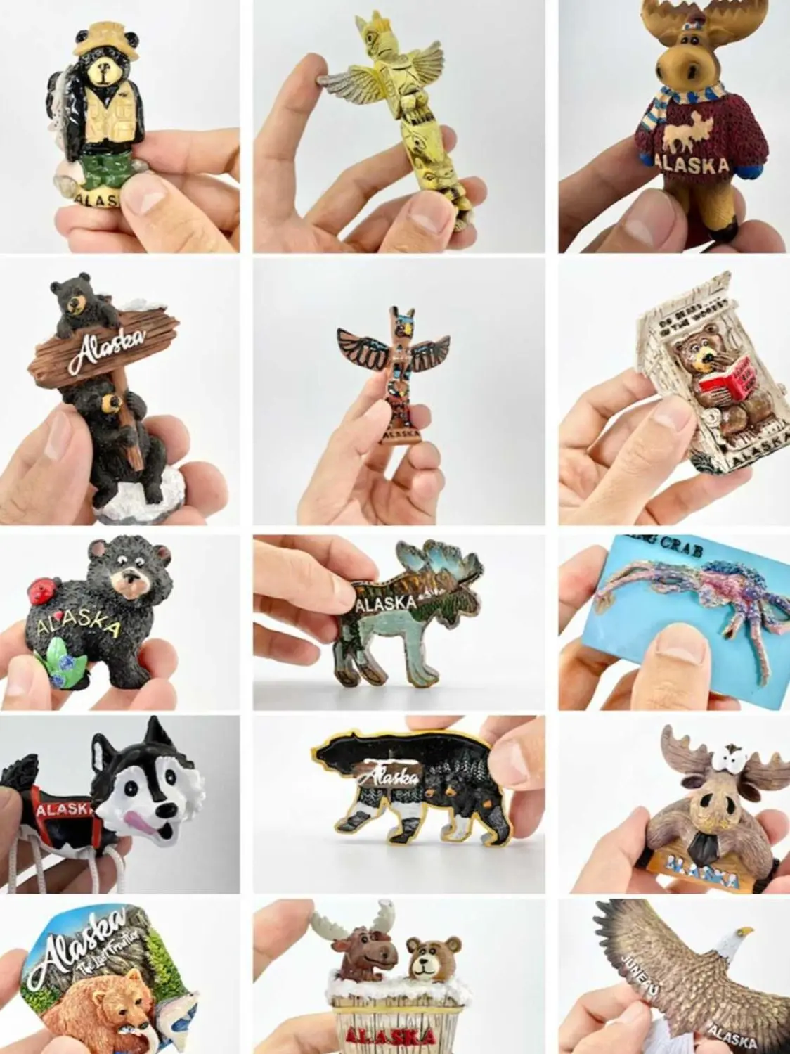 

American Alaskan Bear Kawaii Moose Fridge Magnet Travel Souvenirs Alaskan Dog Fridge Magnet Cute Magnet Decoration Gift