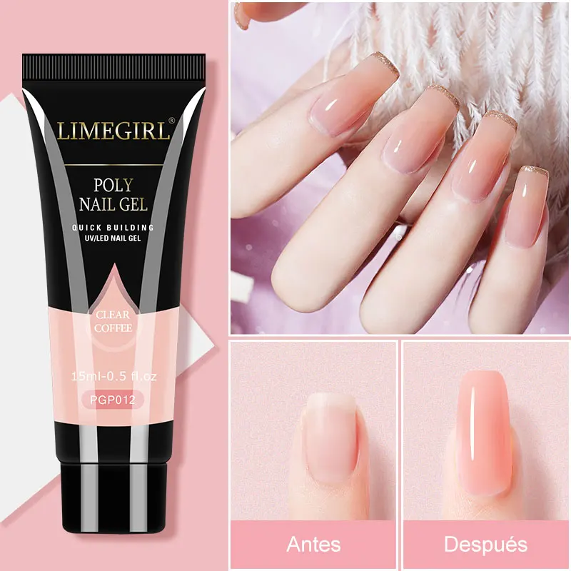 Nail extension glue set, special manicure set for beginners, pink glitter powder, manicure light therapy nail polish glue set 3