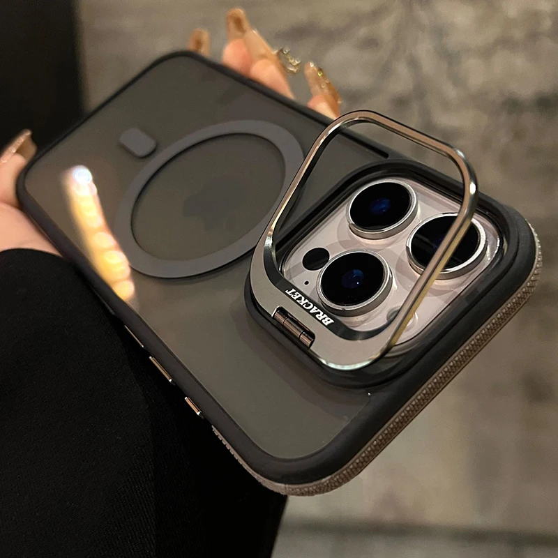 Sleek Black Transparent Magnetic Phone Case with Camera Lens Cover