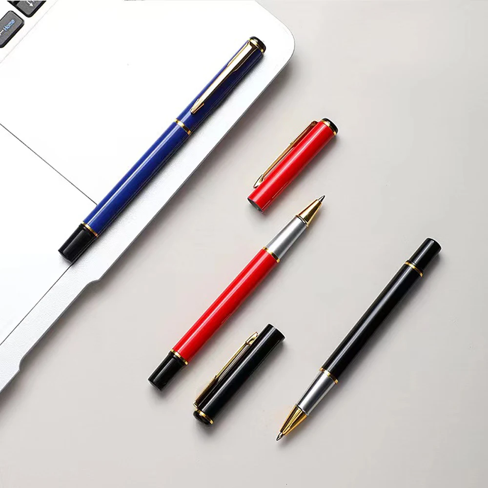 2 Pcs Luxury Business Office Sign Pen penne a sfera in metallo cavo studente che scrive forniture di cancelleria per penna a sfera per la scuola - immagine 6