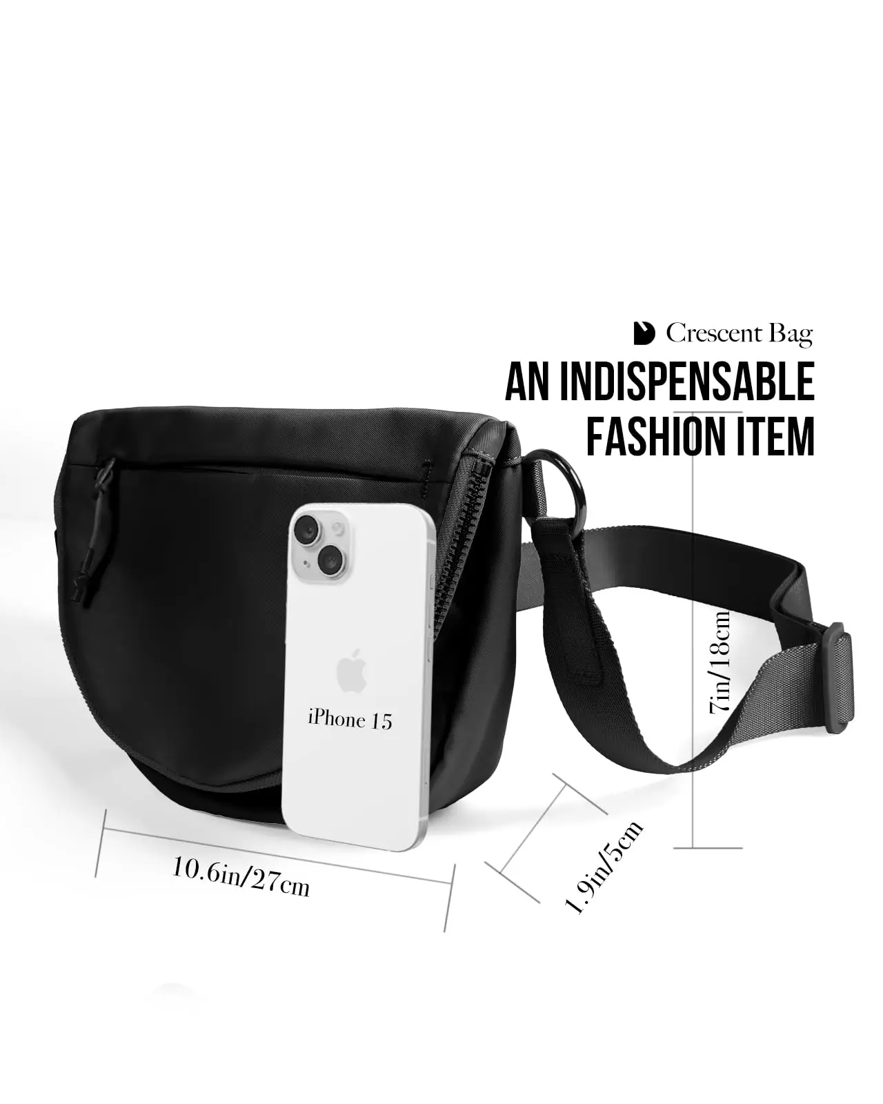 5L Crescent Moon Bag for Women and Men, Fashion Medium Nylon Folding Crescent Moon Bag Single Shoulder Bag with Adjustable Strap 4