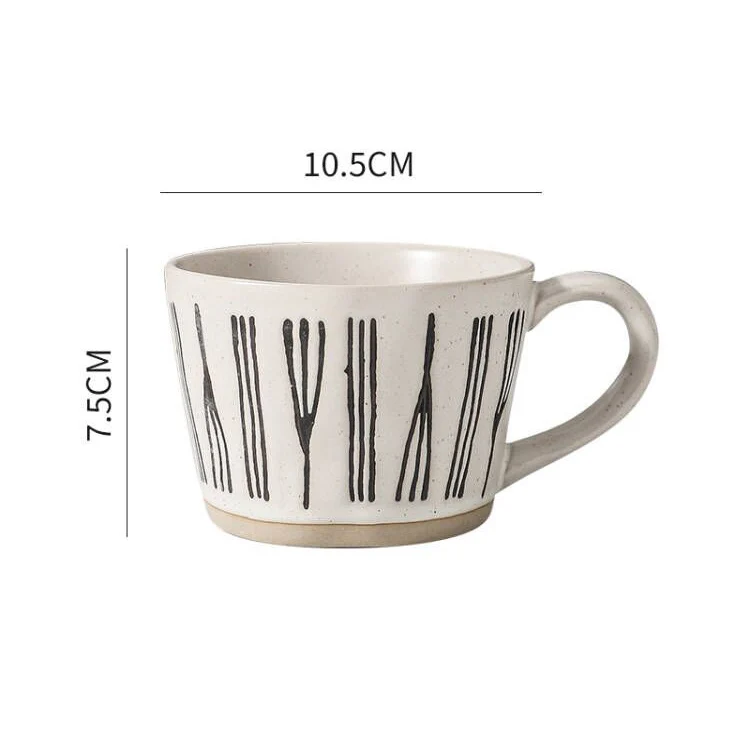 2pcs/lot Custom 300ml Vintage Pottery Coffee Cup Handmade Striped Rustic  Afternoon Tea Espresso Cup Ceramic Breakfast Water Mugs - Mugs - AliExpress