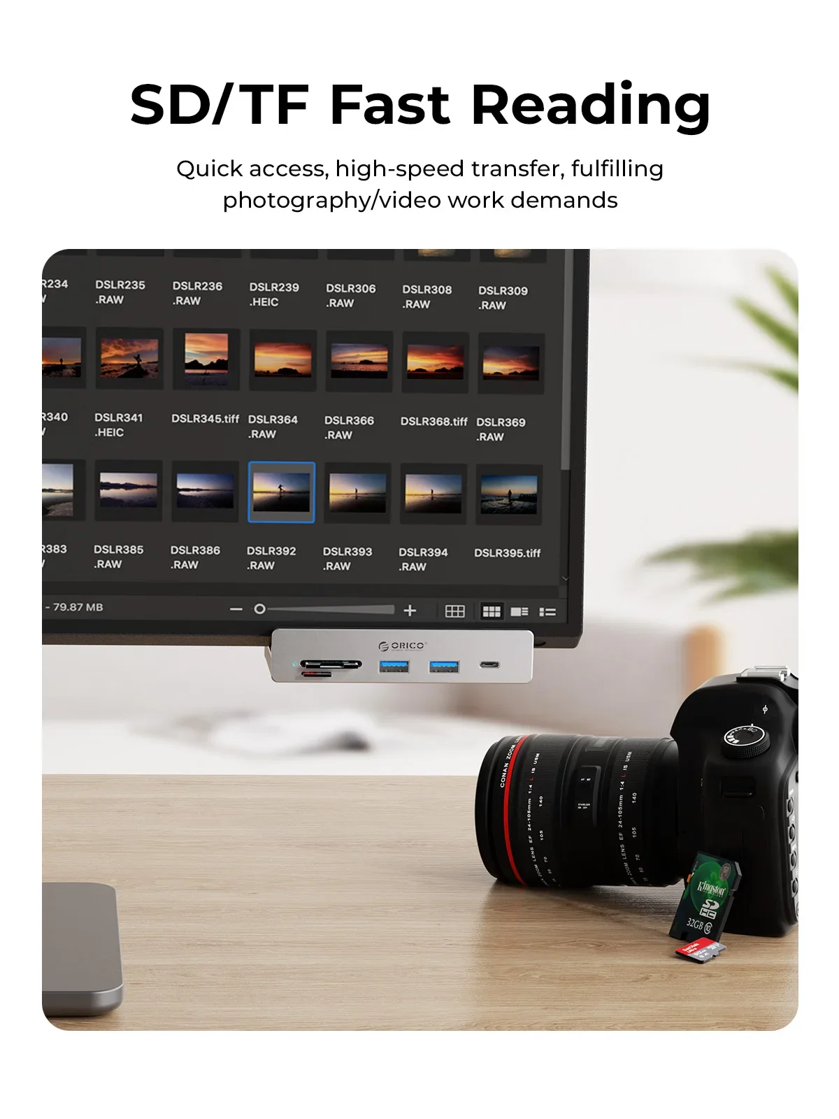 Orico-hub Usb de Super Alta Velocidade com Expansão de Energia Usb 3.2 Transmissão 10gbps Suporte Adequado sd Cartão tf para Acessórios pc - Imagem 6
