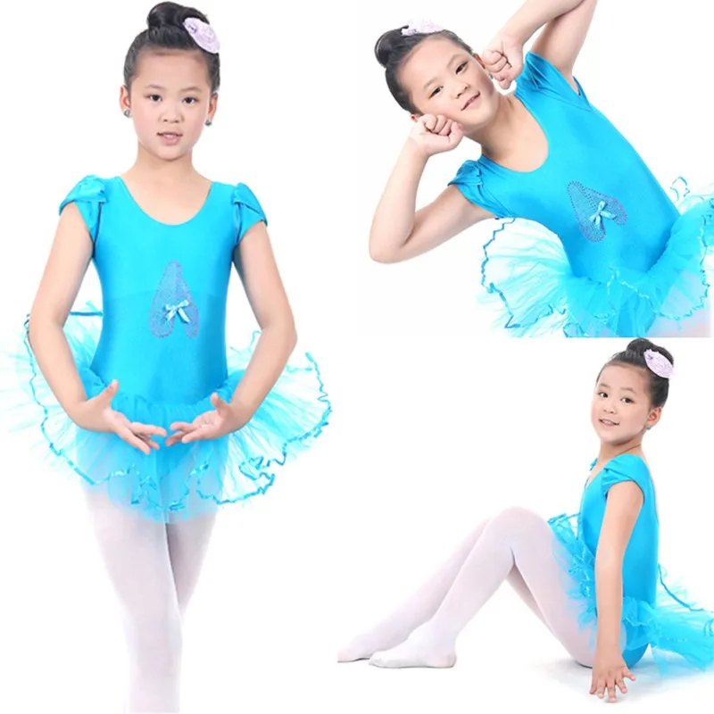 Summer Short Sleeved Girls Ballet Dress For Children Ballerina Tutu Kids lace Ballet Costumes For Girl Dance Leotard Dancewear