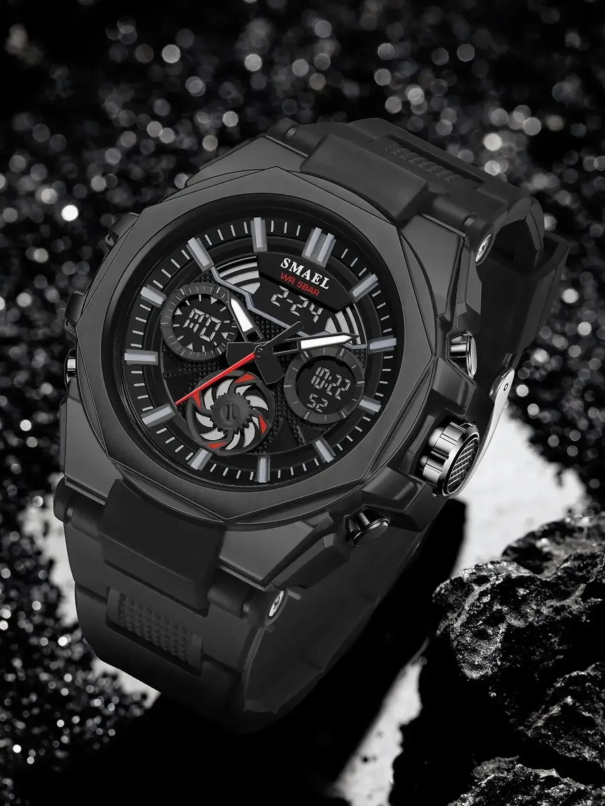 SMAEL 8098 Watch for Men Brand Quartz Digtal Dual Time Waterproof Shock Resistant Back Light Alarm Fashion 2
