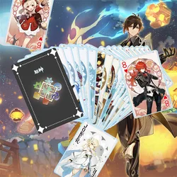 Genshin – ensemble de 54 cartes à jouer en papier Impact, dessin animé, Jean ambre Venti Klee, Cosplay, Collection de cartes de Poker, cadeau 