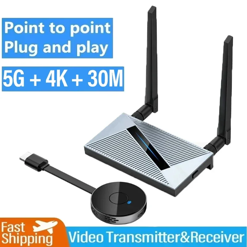 4K 5G 50M Wireless HDMI-Compatible Transmitter and Receiver Extender Audio Video Streaming for HD TV Laptop PC Camera
