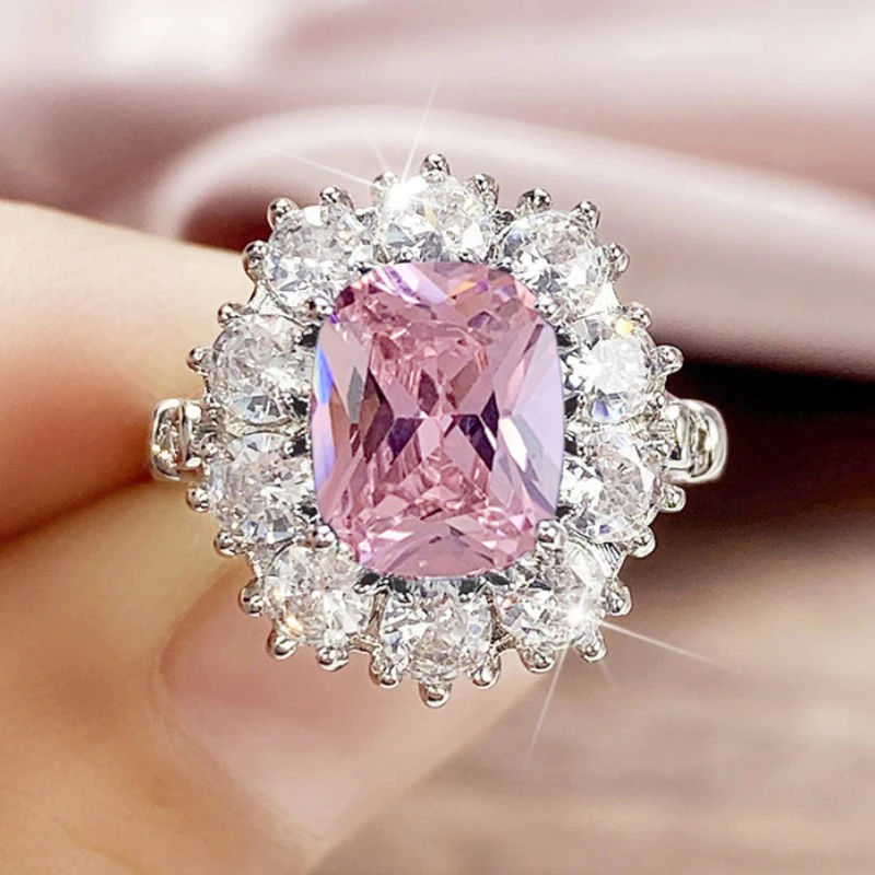 Elegant Blue Cubic Zirconia Bling Ring for Women - Timeless Lady's Accessory