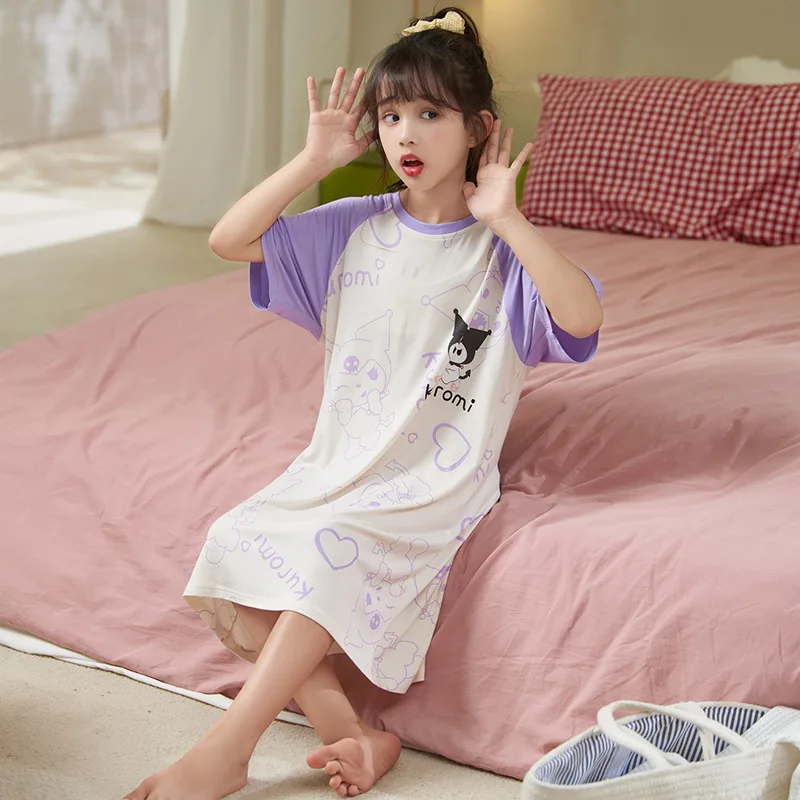 

Kawaii Sanrio Anime Cinnamoroll Pajamas Girly Heart Cute Cartoon Hello Kitty Kuromi Comfort Nightgown Toys for Girls