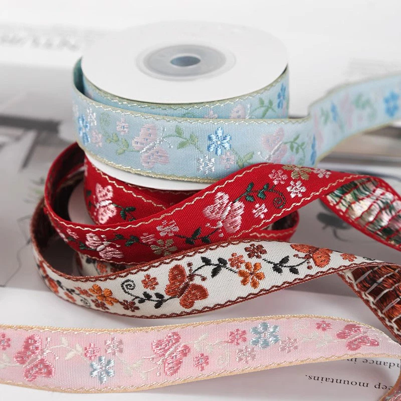 

New 20mm 5 Yards Embroidery Vintage Ethnic Ribbon Accessories Flowers Lace DIY Clothes Bag Dress Decoration Ribbon Lace