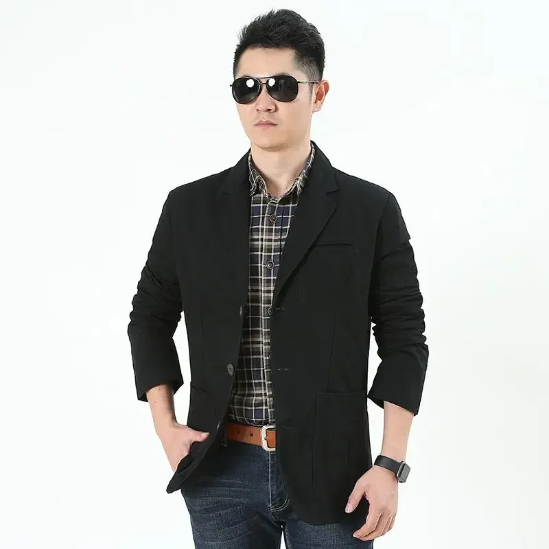 New Autumn winter suit Men fashion jacket Casual Blazers Cotton Denim Parka Men's loose Jackets male Big Size wear X37