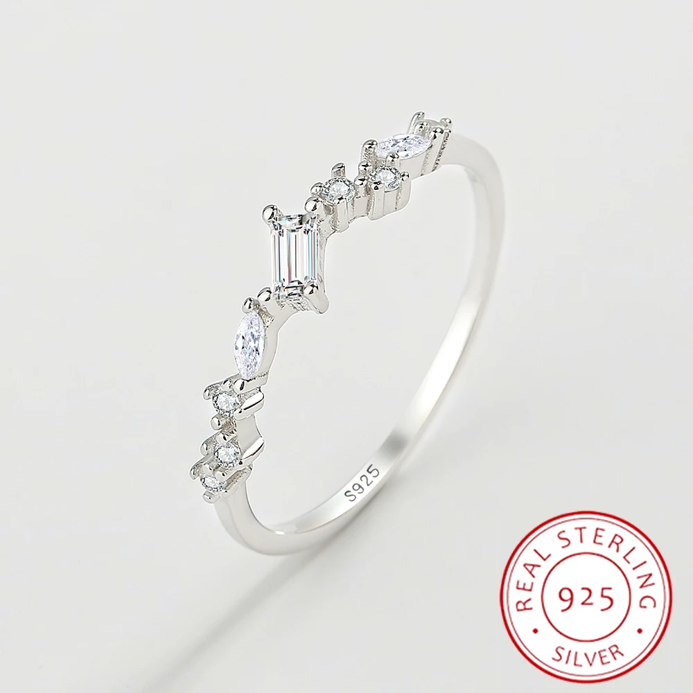 

2022 NEW Trend Diamond Couple Rings For Women Real S925 Silver Rectangle Crystal Zircon Engagement Valentine Gift Jewelry