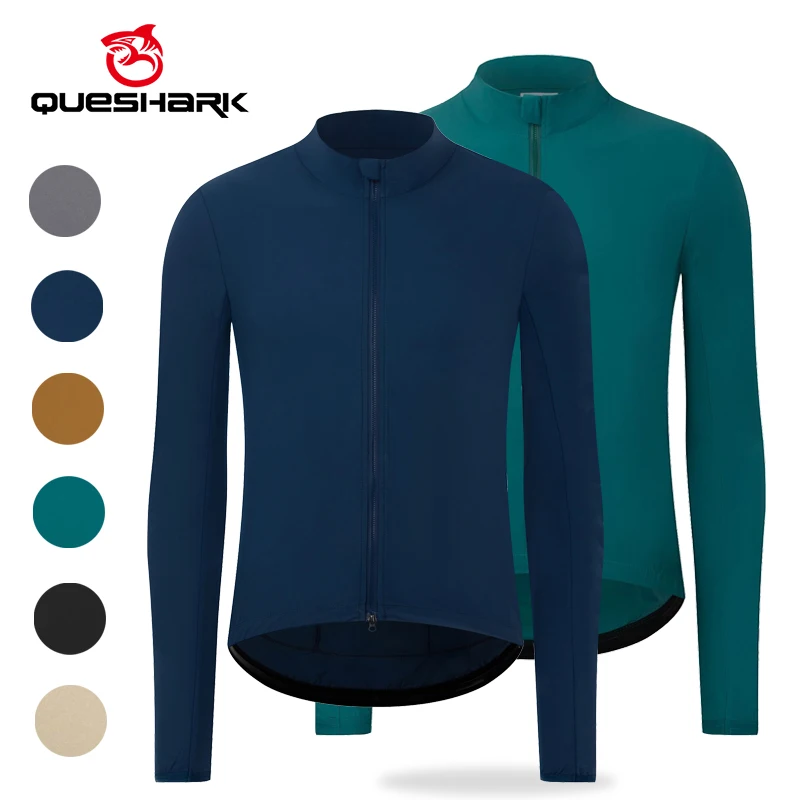 (2XS-3XL)Queshark 남성용 사이클링 재킷 방풍 발수 경량 긴팔 더블 지..