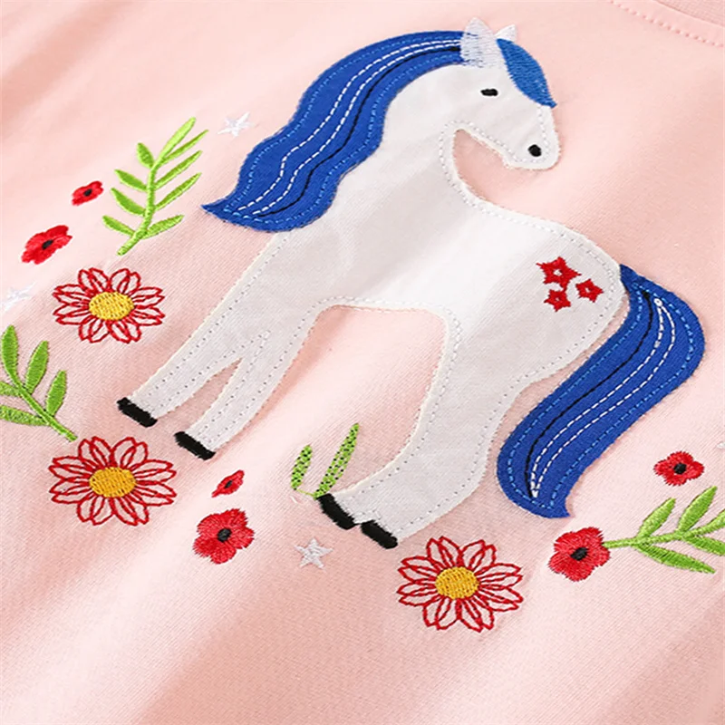 Jumping Meters New Arrival Ice Cream Embroidery Hot Selling Cotton Summer Girls Tshirts Baby Clothes Children's Tees Tops 6