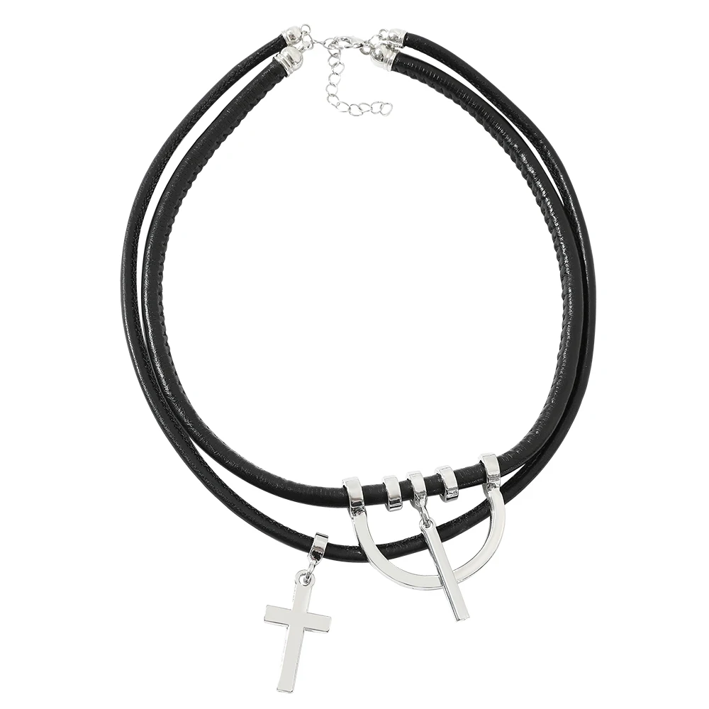 

Anime Tokyo Revengers Punk Pendant Necklace Cosplay Keisuke Baji Cross Multilayer Leather Collar Necklace Jewelry