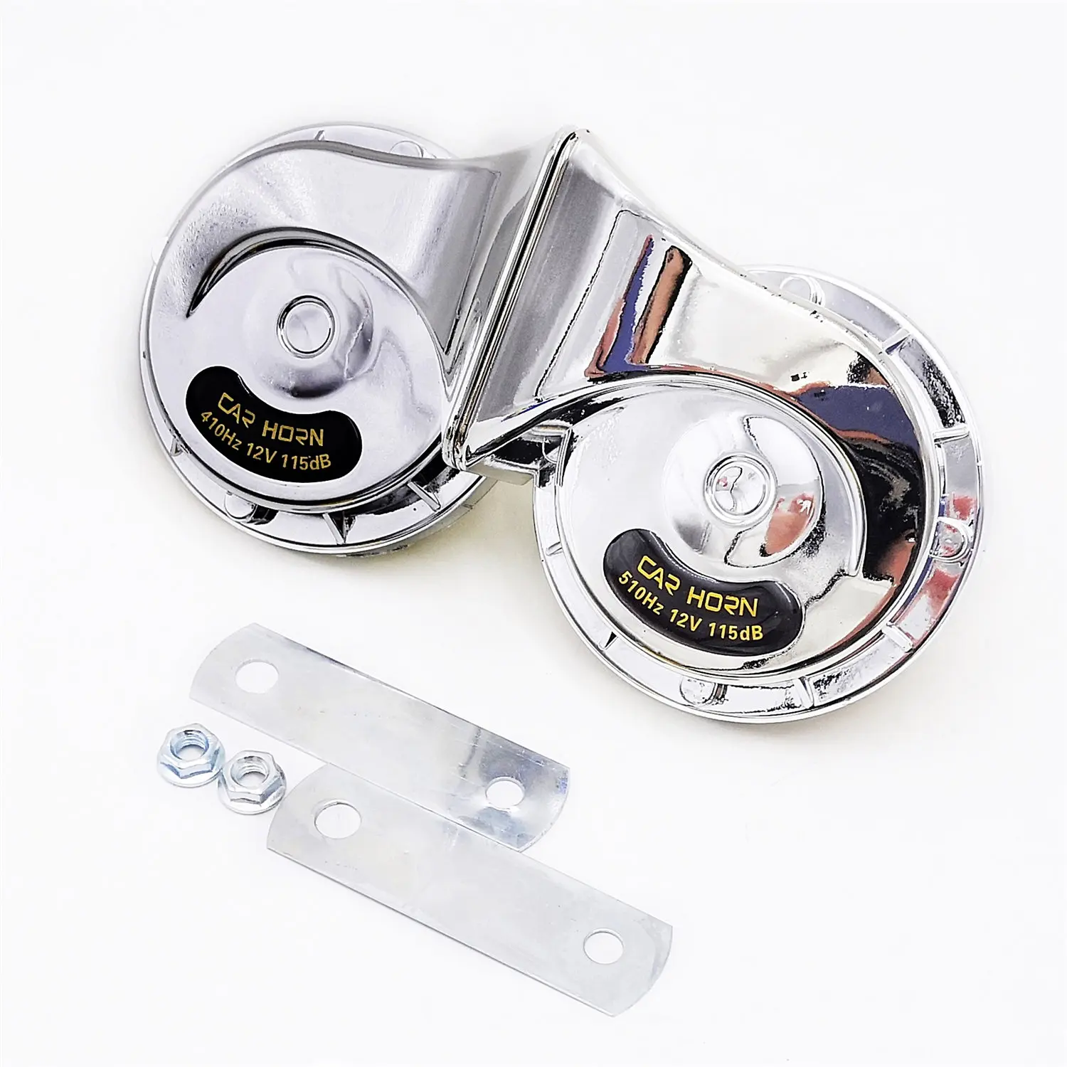 2pcs Horn 12V 110DB Chrome Super Loud Train Horn Waterproof 510Hz/410Hz For Motorcycles Cars Truck SUV Boat Car Accessories