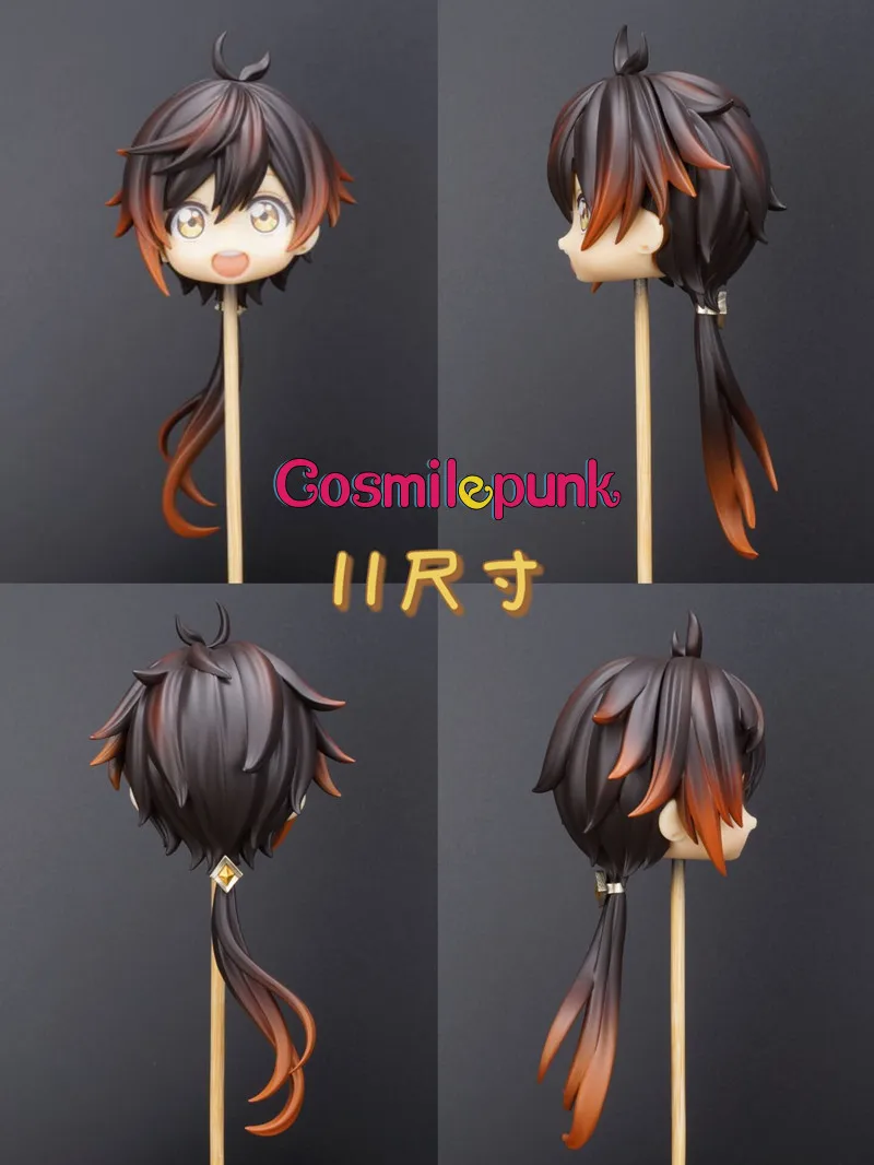 

Game Genshin Impact Zhongli Zhong Li Handmade OB11 1/12 BJD Colored Hair Wig Model Head Game Cosplay Cute