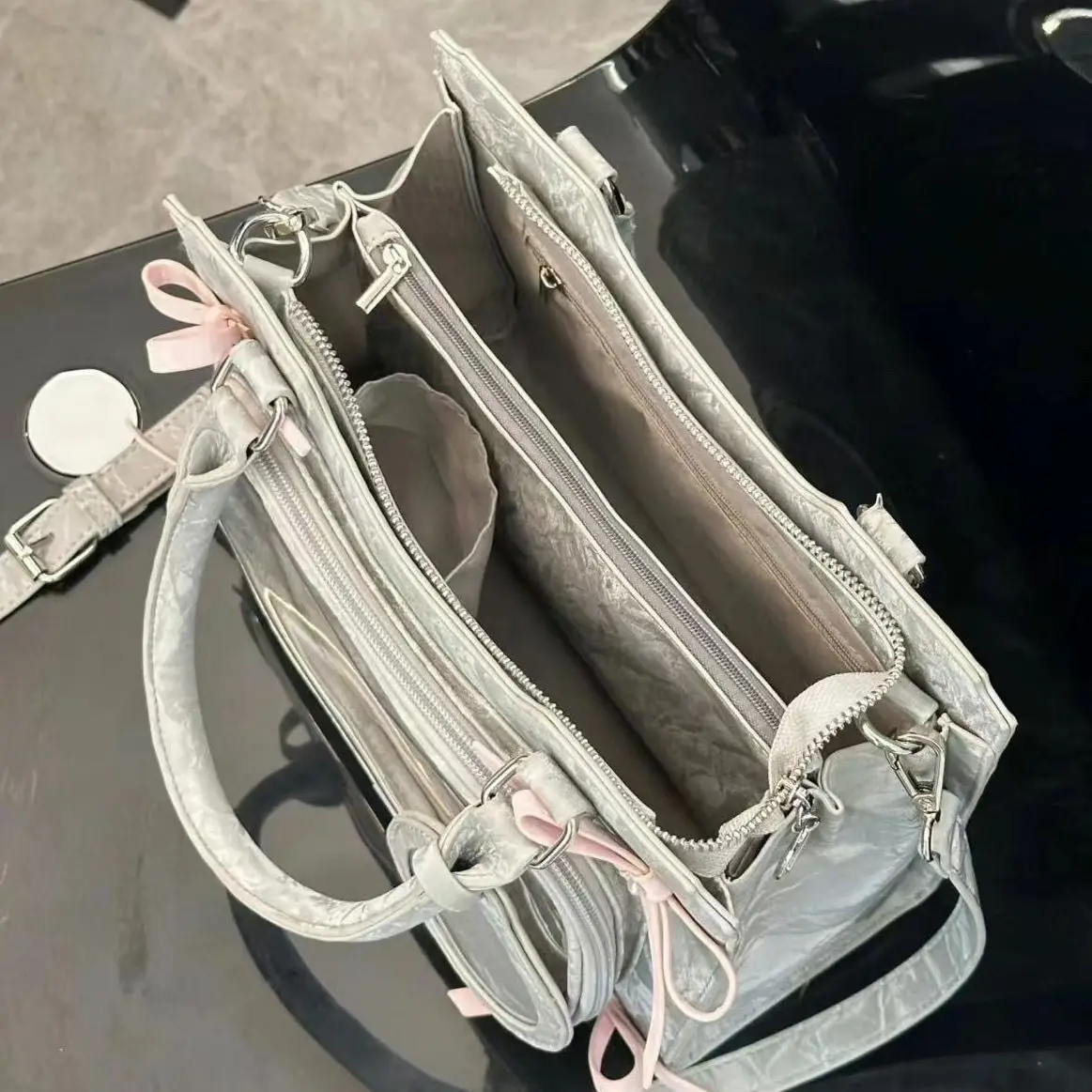 JIAERDI Transparent Bow Silver Shoulder Bags Women Sweet Cute Handle Messenger Square Bag Female Versatile Casual Crossbody Bags