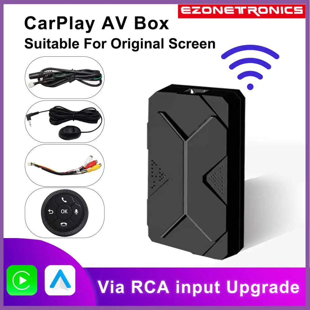 CarPlay Universal Wireless Apple AV Box Original Car Screen Upgrade Via RCA Input Plug and Play Android Auto Mirror Link |