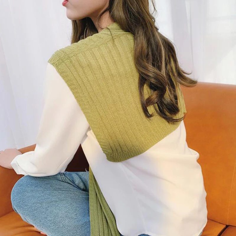 

Basic Knitted Wraps Women Trendy Colorful Spring-Fall College Ladies Korean Style Feminino Cozy All-Match Stylish Fashion Teens