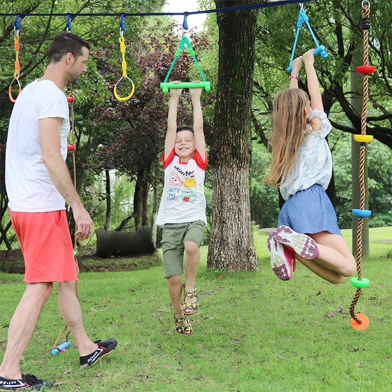 Kids Ninja Monkey Bars Outdoor Play Kit Trapeze Swing Bars for Ninja Obstacle Course Attachments Backyard Training Equipment