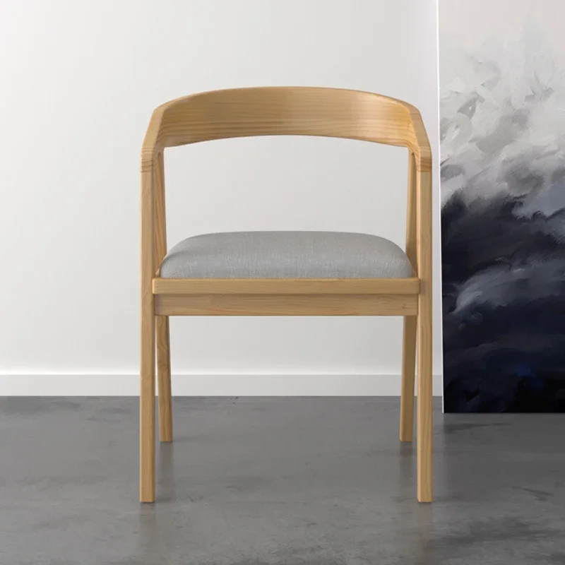 

Solid Wood Dinning Chair Modern Nordic Back Designer Armnest Minimal Dinning Chair Kitchen Office Comfortable Comedor Room Decor