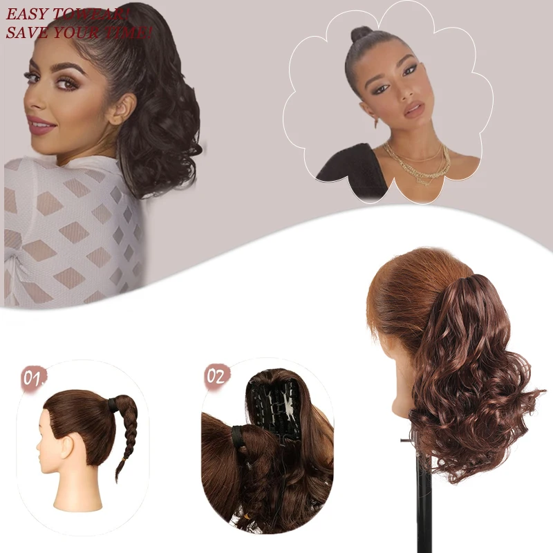 LUPU 10 inch Claw Clip Ponytail Extension Long Curly Ponytail Fluffy Ponytail Synthetic Hair Piece Suitable for Women