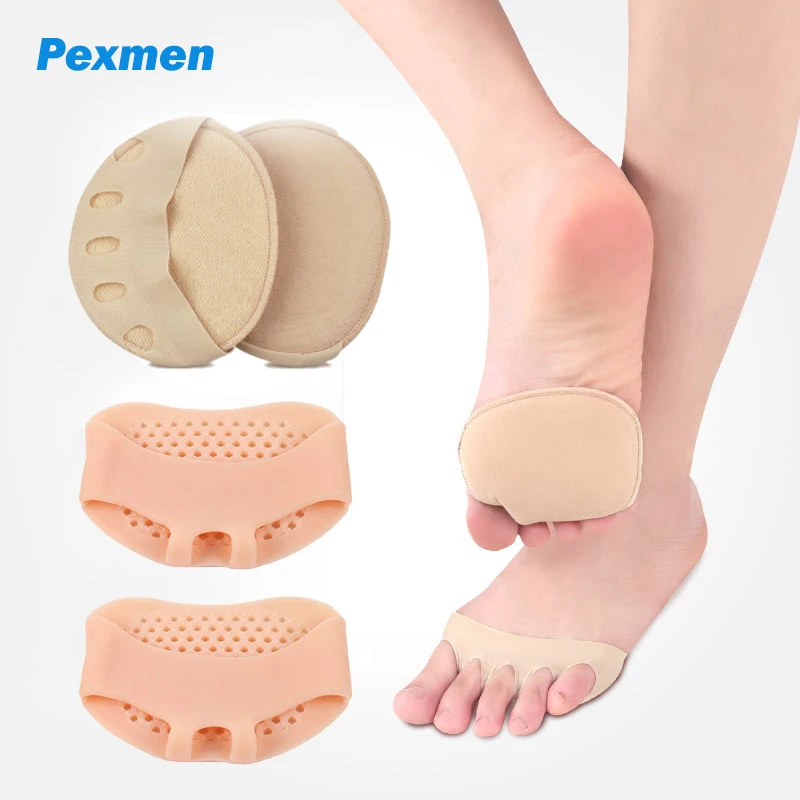 Pexmen 2Pcs Metatarsal Pads Ball of Foot Cushions Soft Gel Breathable