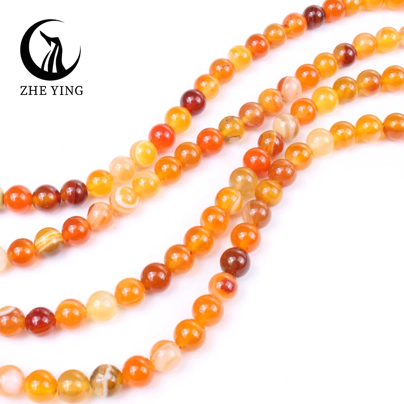 45Pcs 8MM Orange Beads Round Stone Beads for Bracelets 8mm Beads Earring